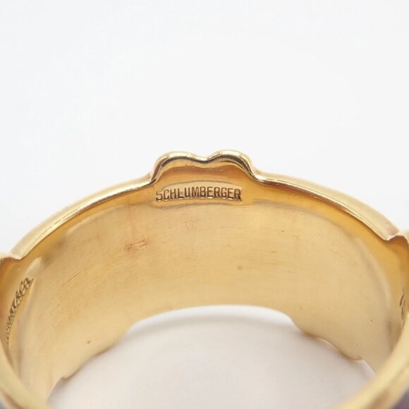 Tiffany & Co Schlumberger 18k Yellow Gold Red Enamel Heart Band Ring sz 6 - Picture 12 of 12